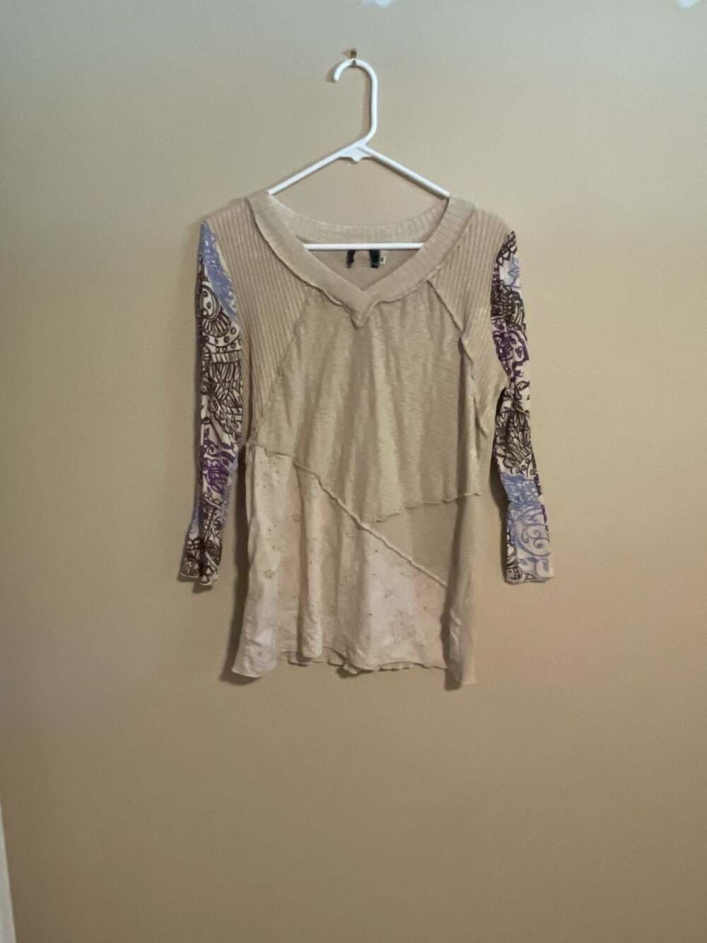 T Party Fashions Asymmetric Patchwork Boho Fairycore Long Sleeve Top